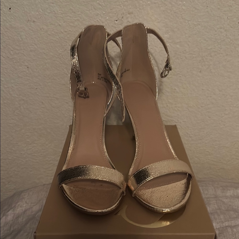 Charlotte Russe Gold Heels with Sleek Straps